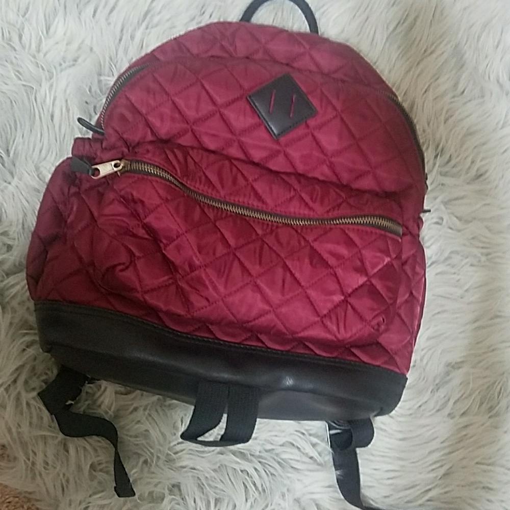 Quilted maroon backpack
